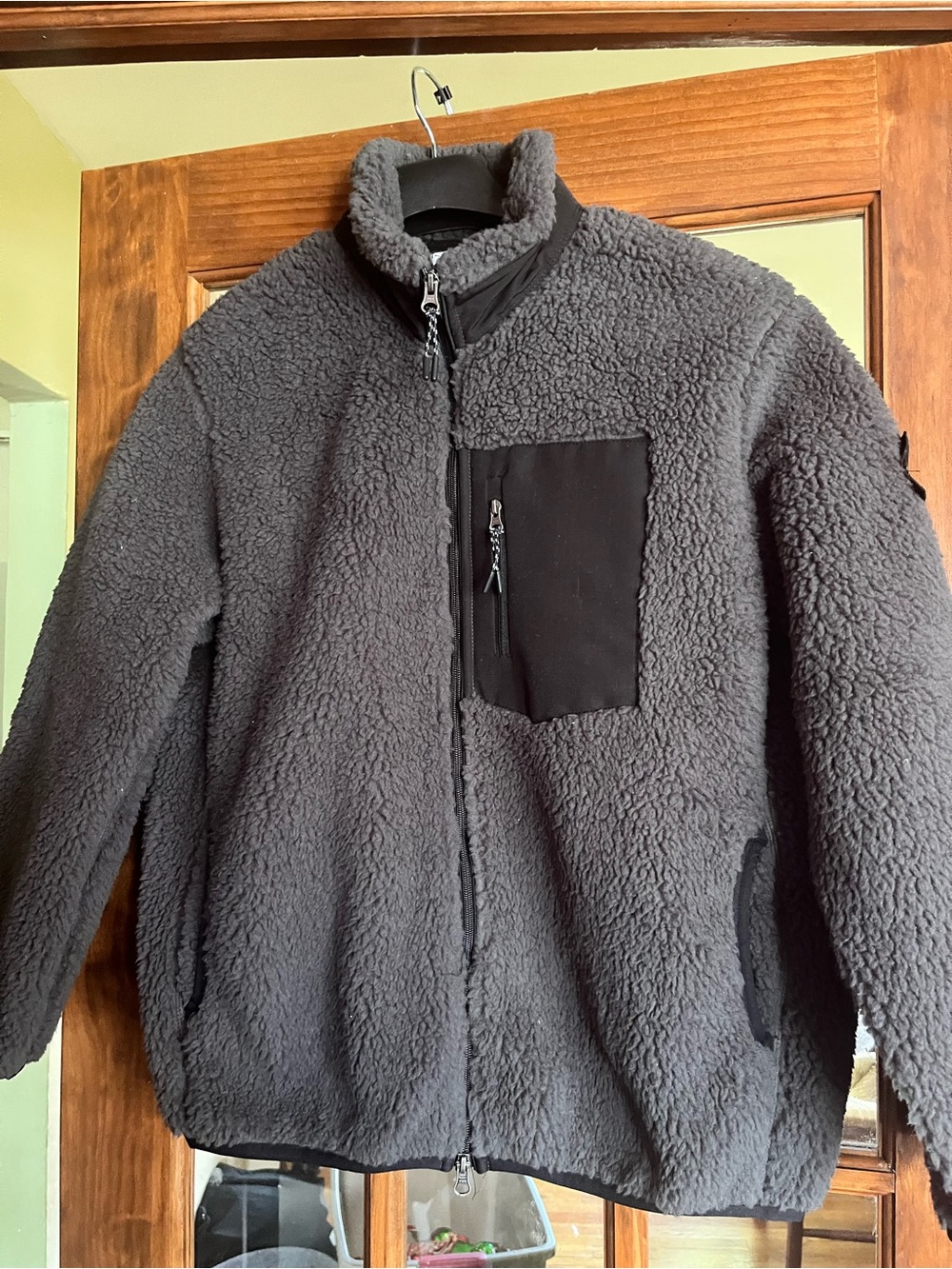 Stone Island Charcoal Gray Sherpa Zip Jacket